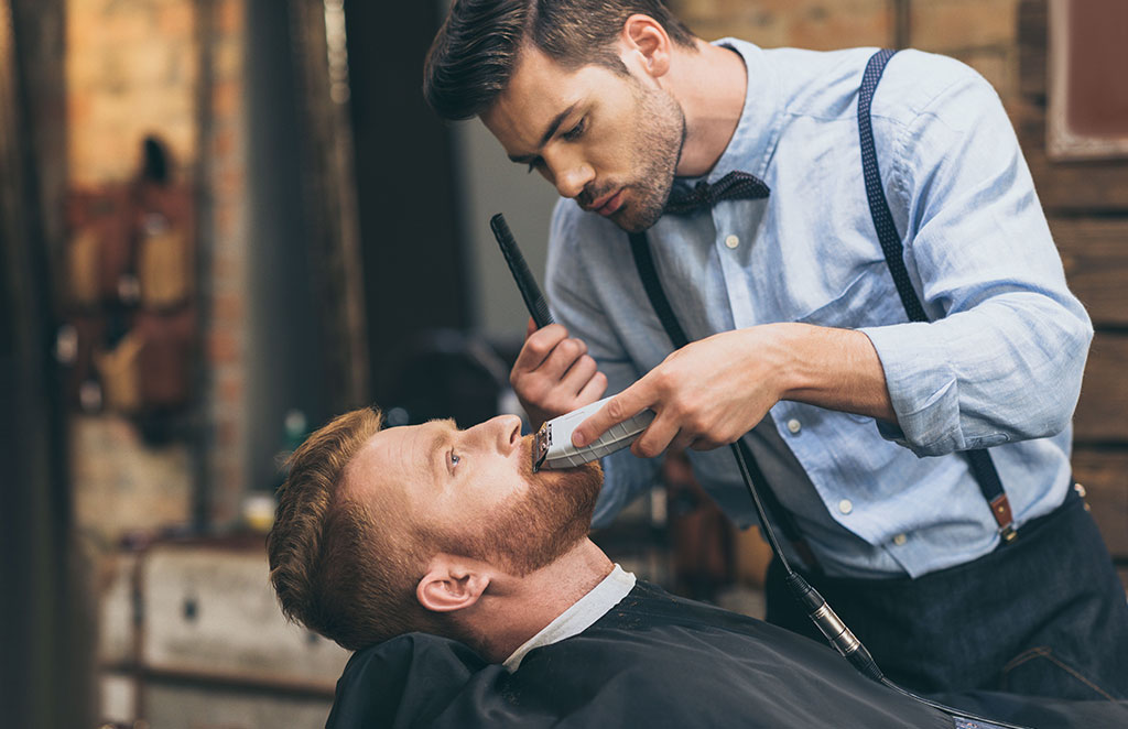 Barbershop grooming station prepared for a client