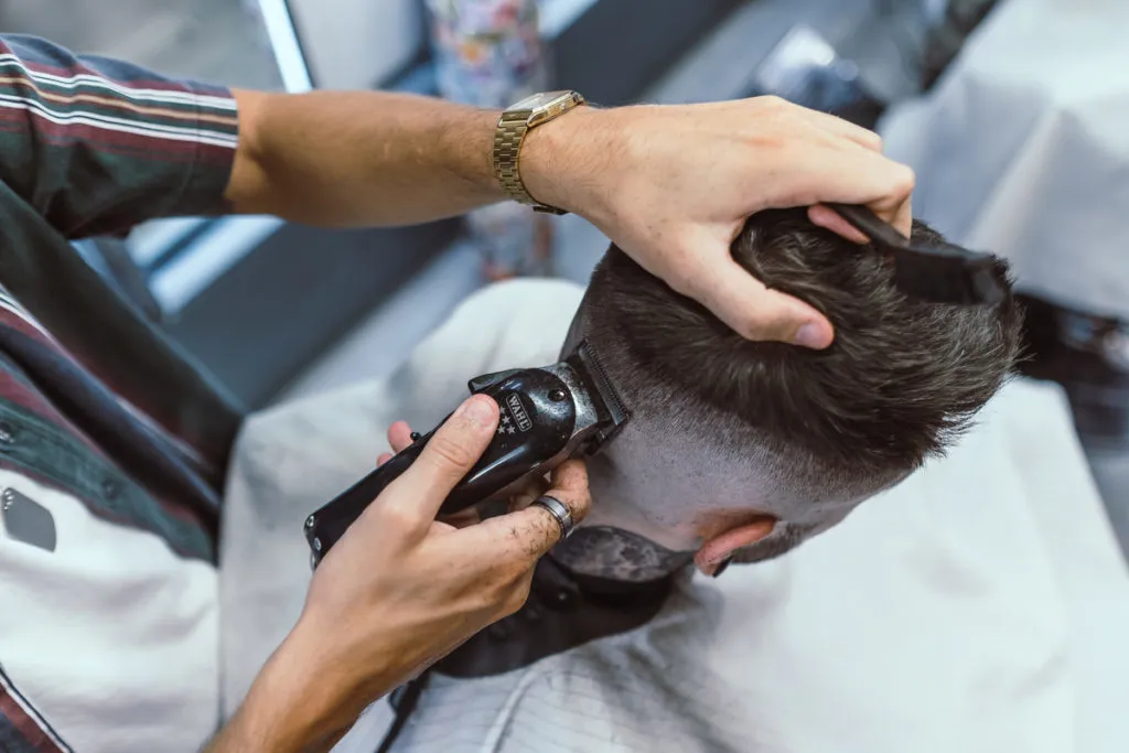 Illustrated barbershop chair prepared for a precision haircut